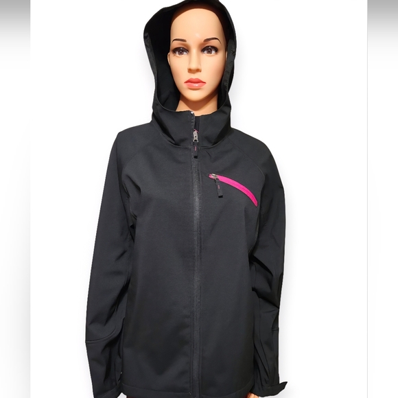 Women's Black Ski Jacket with Pink Detail - Picture 1 of 7
